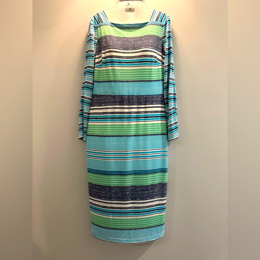 Maggie London striped career dress size 6